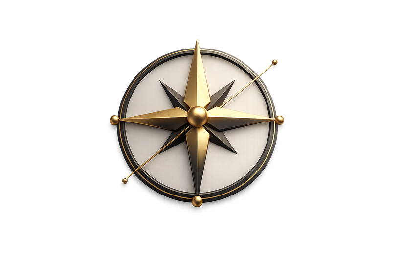 Golden compass pointing toward growth — the Digie 'R' World mission