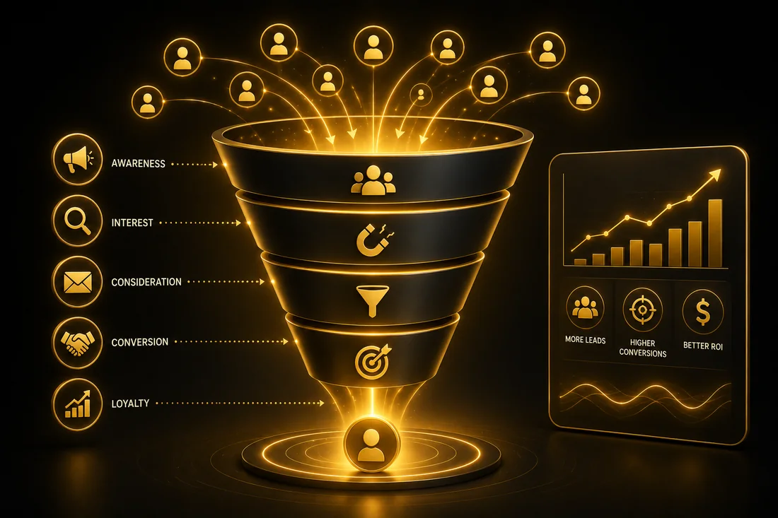 Lead generation funnel turning visitors into qualified enquiries