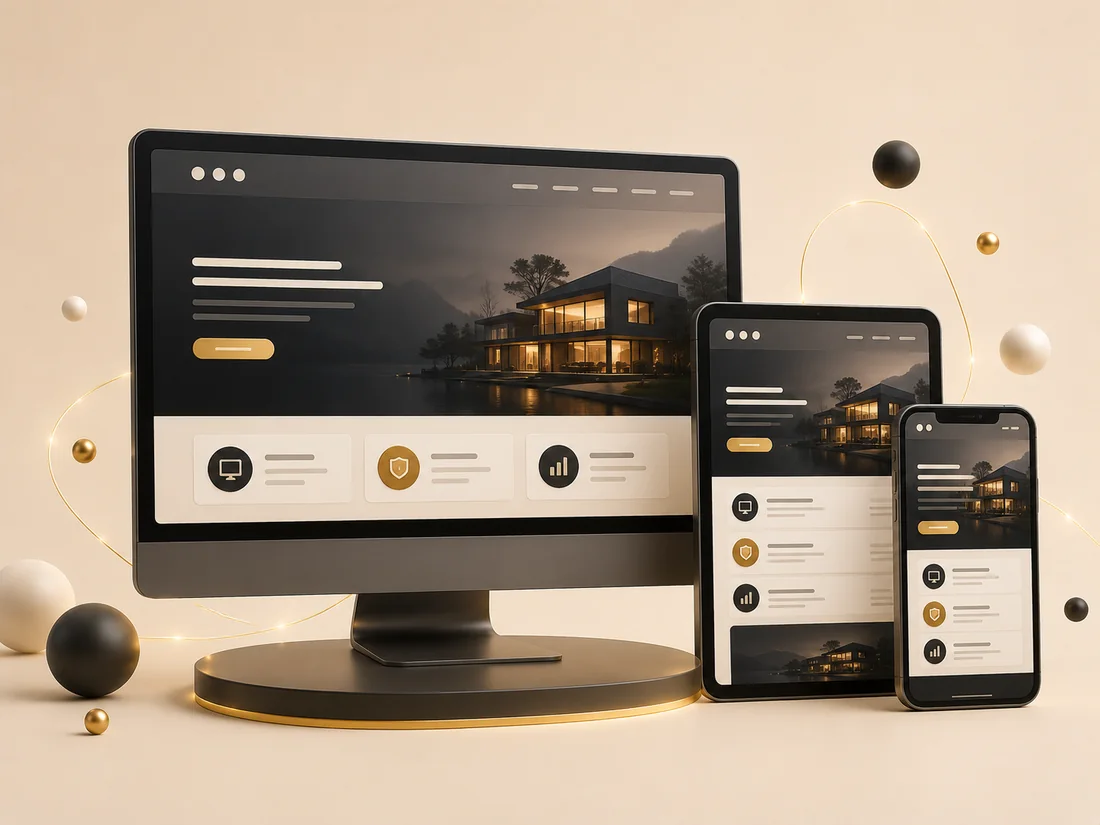 Website design and development — responsive site shown on desktop and phone
